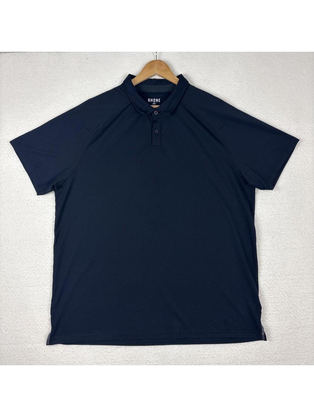 Rhone Delta Pique Polo Mens XXL Black Short Sleeve Performance Stretch Golf